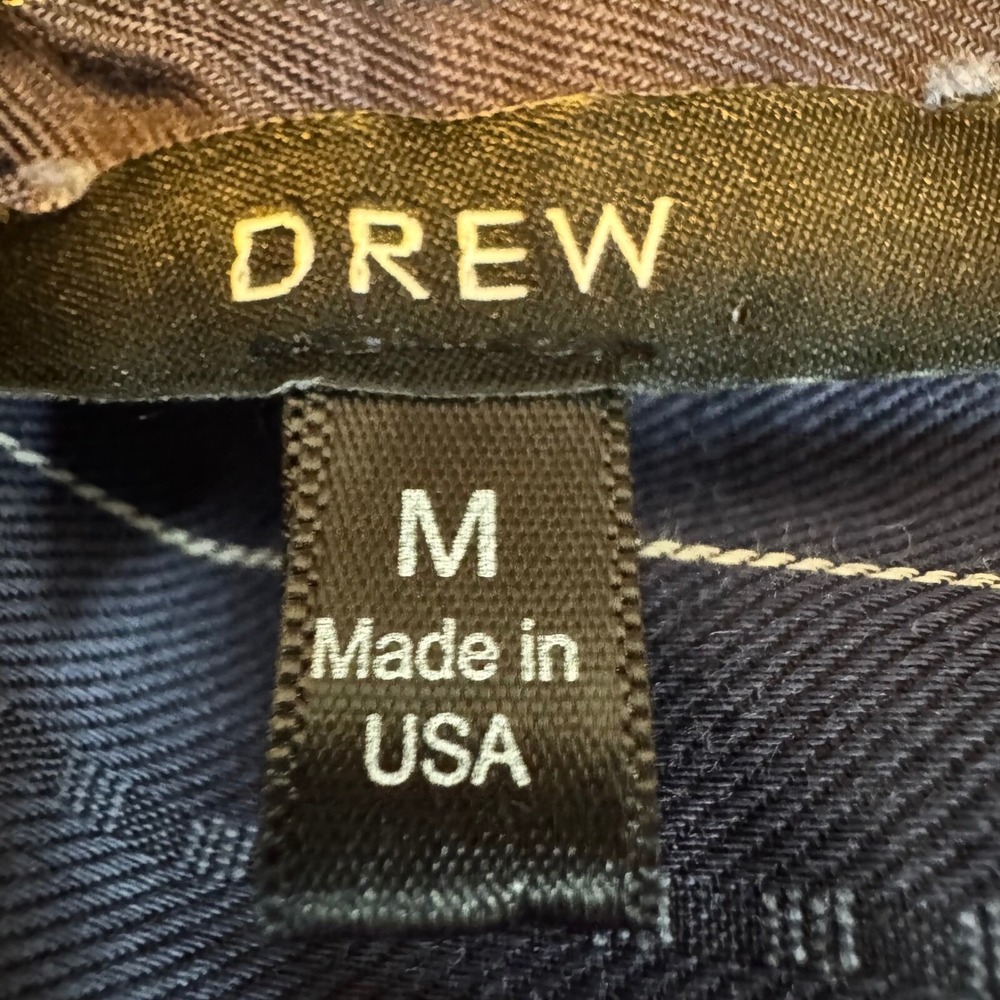 DREW Made in USA Navy Textured Stripe Blouse Size M Button Down Shirt - Picture 3 of 8
